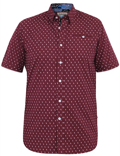 D555 Dunstable S/S Micro AOP Shirt With Button Down Collar Burgundy